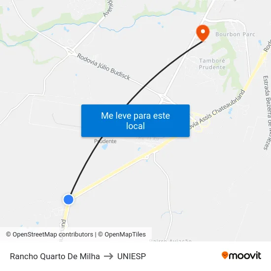 Rancho Quarto De Milha to UNIESP map