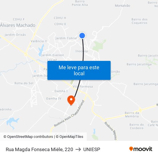 Rua Magda Fonseca Miéle, 220 to UNIESP map