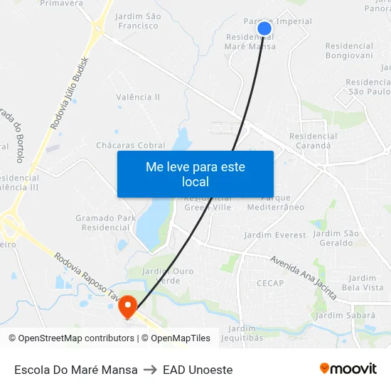 Escola Do Maré Mansa to EAD Unoeste map
