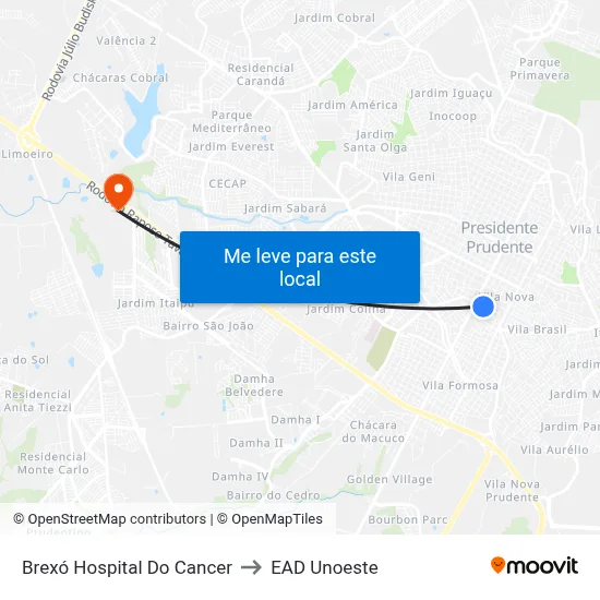 Brexó Hospital Do Cancer to EAD Unoeste map