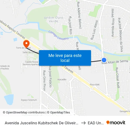 Avenida Juscelino Kubitschek De Oliveira Presidente, 673a to EAD Unoeste map