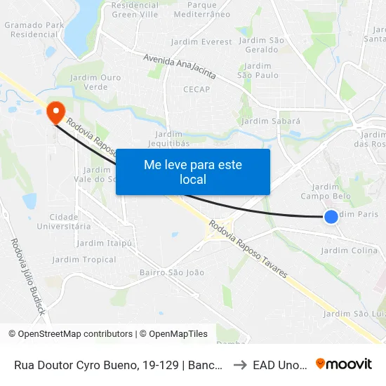 Rua Doutor Cyro Bueno, 19-129 | Banca Morumbi to EAD Unoeste map
