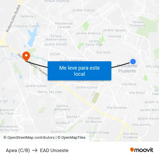 Apea (C/B) to EAD Unoeste map