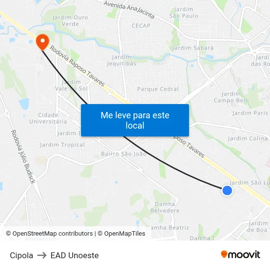 Cipola to EAD Unoeste map