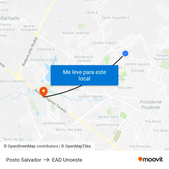 Posto Salvador to EAD Unoeste map