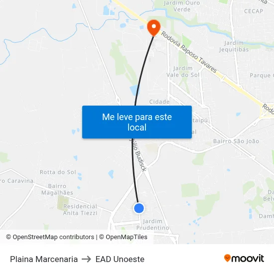 Plaina Marcenaria to EAD Unoeste map