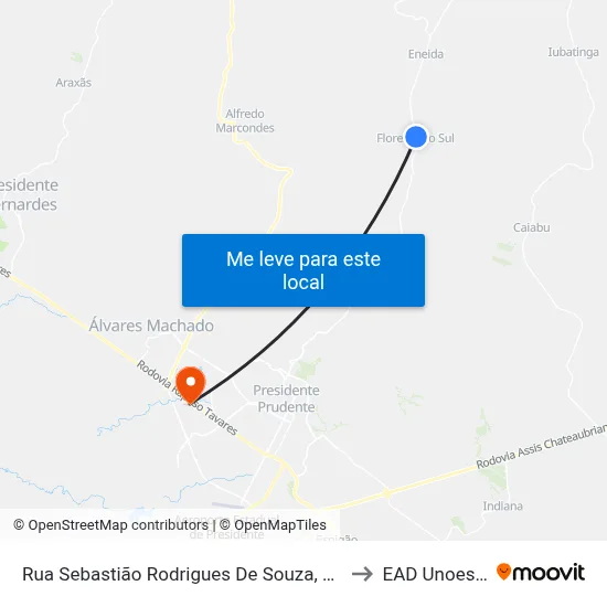 Rua Sebastião Rodrigues De Souza, 265 to EAD Unoeste map