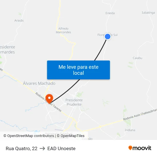 Rua Quatro, 22 to EAD Unoeste map