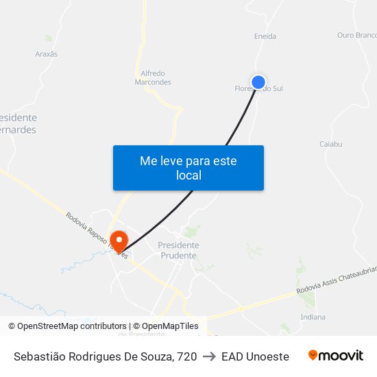 Sebastião Rodrigues De Souza, 720 to EAD Unoeste map