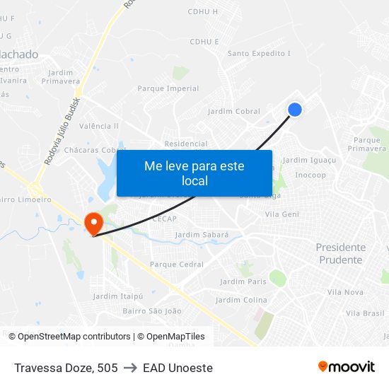 Travessa Doze, 505 to EAD Unoeste map