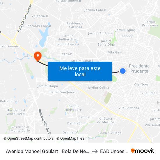 Avenida Manoel Goulart | Bola De Neve to EAD Unoeste map