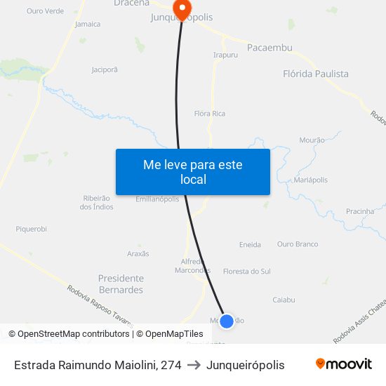 Estrada Raimundo Maiolini, 274 to Junqueirópolis map