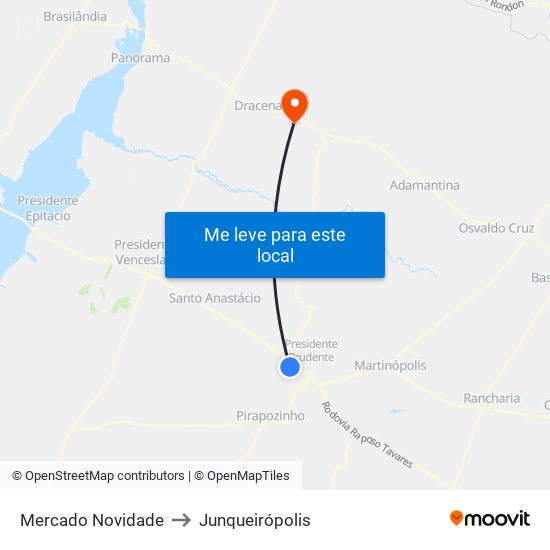 Mercado Novidade to Junqueirópolis map