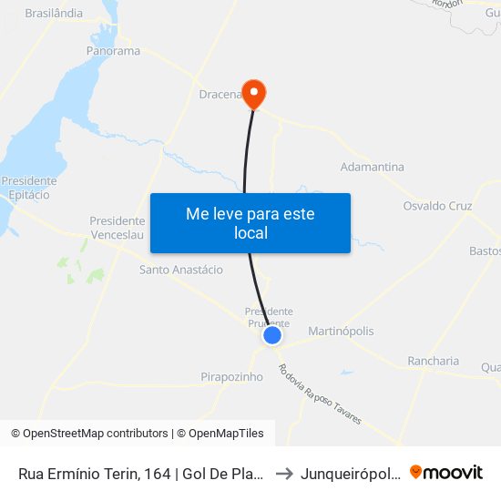 Rua Ermínio Terin, 164 | Gol De Placa to Junqueirópolis map