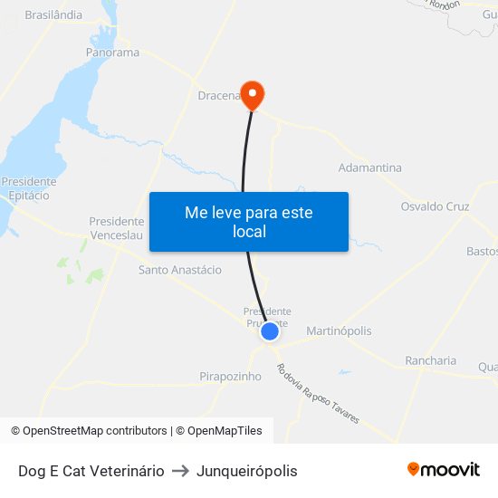 Dog E Cat Veterinário to Junqueirópolis map