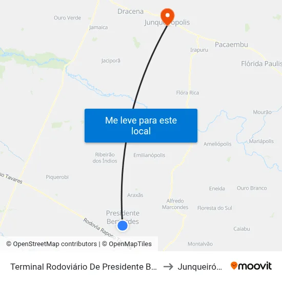 Terminal Rodoviário De Presidente Bernardes to Junqueirópolis map
