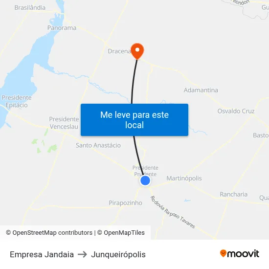 Empresa Jandaia to Junqueirópolis map