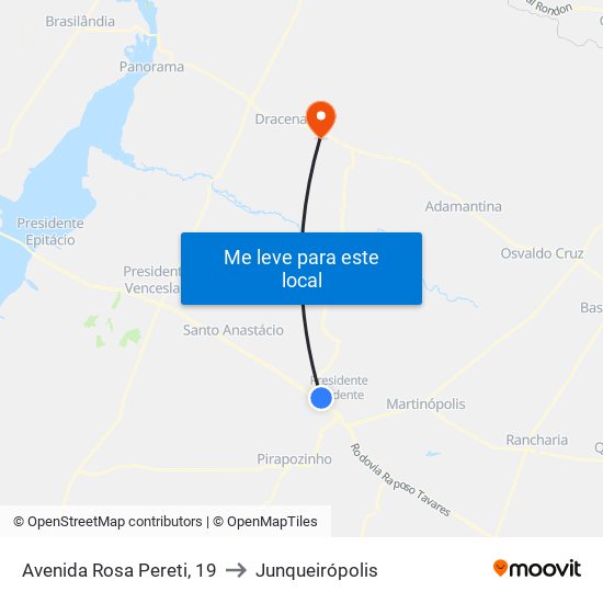 Avenida Rosa Pereti, 19 to Junqueirópolis map