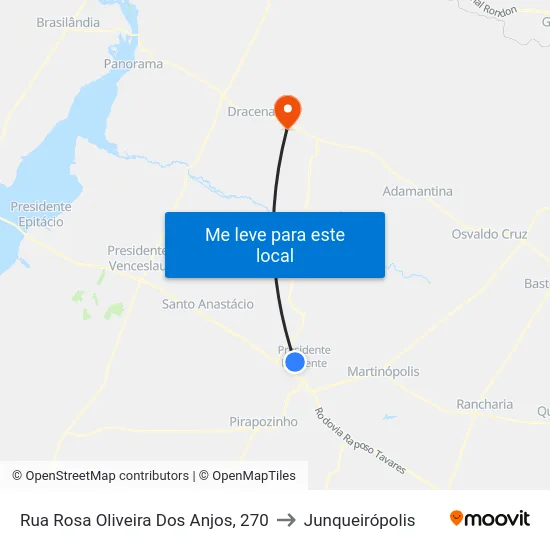 Rua Rosa Oliveira Dos Anjos, 270 to Junqueirópolis map