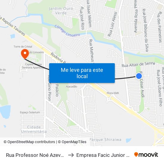 Rua Professor Noé Azevedo, 790 to Empresa Facic Junior Unoeste map