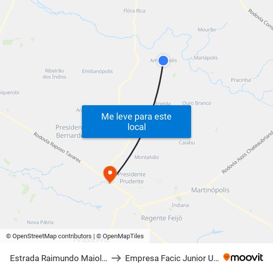 Estrada Raimundo Maiolini, 175 to Empresa Facic Junior Unoeste map