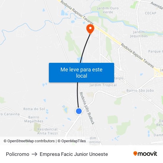 Policromo to Empresa Facic Junior Unoeste map