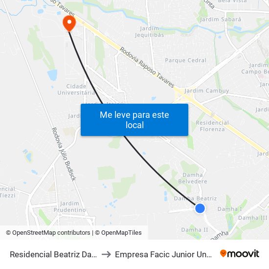 Residencial Beatriz Damha to Empresa Facic Junior Unoeste map