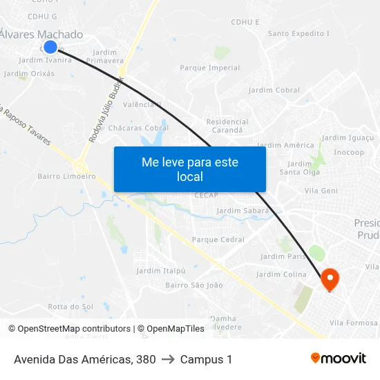 Avenida Das Américas, 380 to Campus 1 map