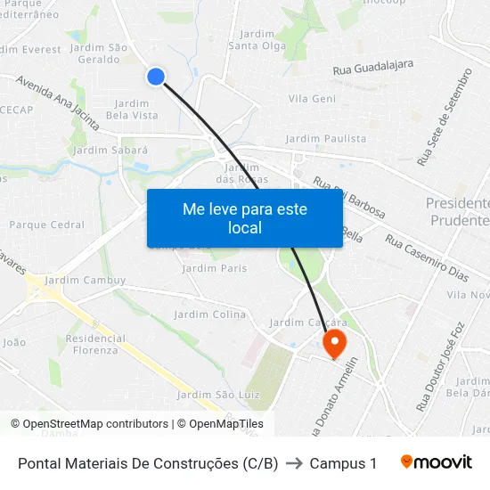 Pontal Materiais De Construções (C/B) to Campus 1 map