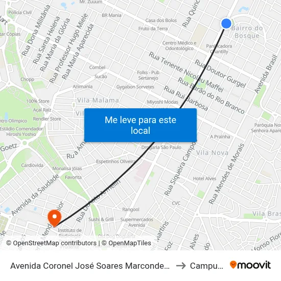 Avenida Coronel José Soares Marcondes, 749 to Campus 1 map