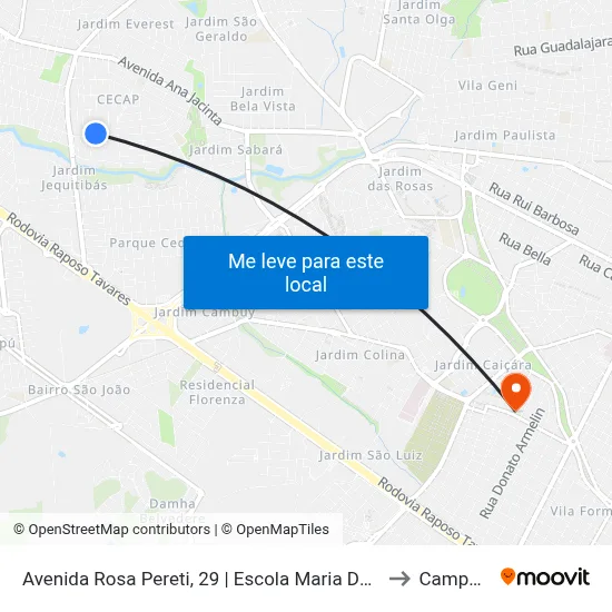 Avenida Rosa Pereti, 29 | Escola Maria Do Socorro to Campus 1 map