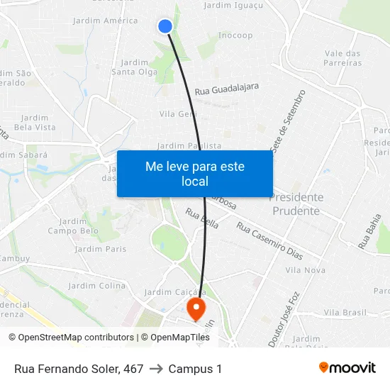 Rua Fernando Soler, 467 to Campus 1 map