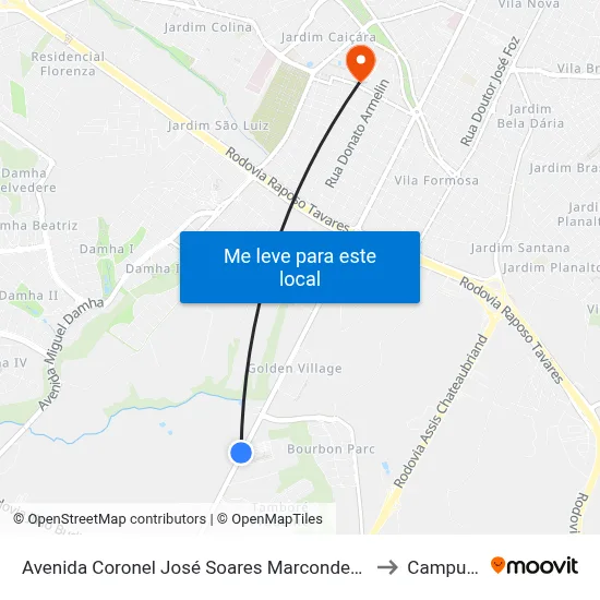 Avenida Coronel José Soares Marcondes, 5910 to Campus 1 map