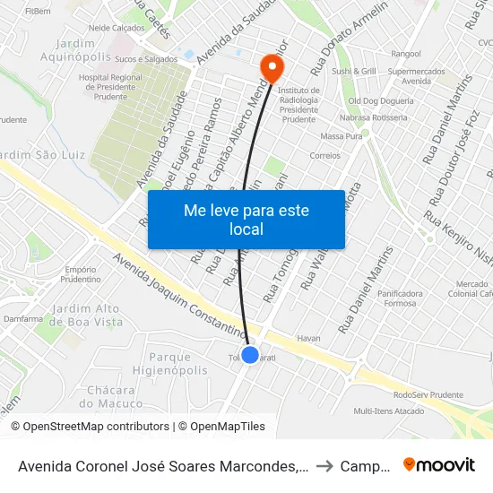 Avenida Coronel José Soares Marcondes, 4220-4366 to Campus 1 map