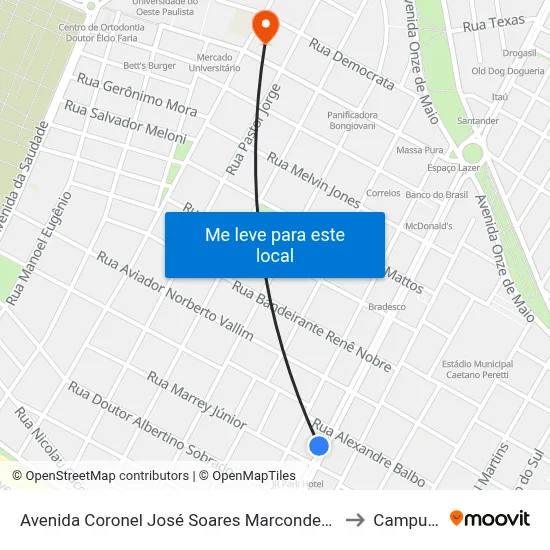 Avenida Coronel José Soares Marcondes, 3758 to Campus 1 map