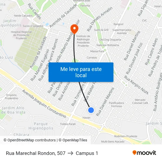 Rua Marechal Rondon, 507 to Campus 1 map