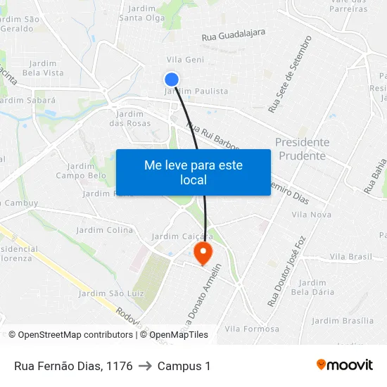Rua Fernão Dias, 1176 to Campus 1 map