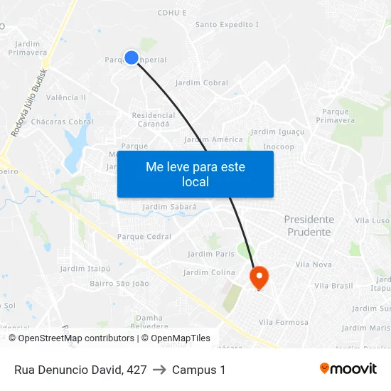 Rua Denuncio David, 427 to Campus 1 map
