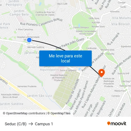 Seduc (C/B) to Campus 1 map