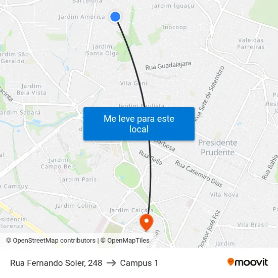 Rua Fernando Soler, 248 to Campus 1 map