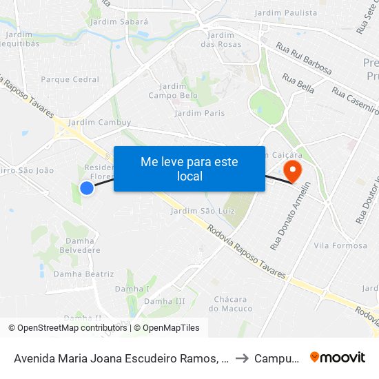 Avenida Maria Joana Escudeiro Ramos, 342 to Campus 1 map