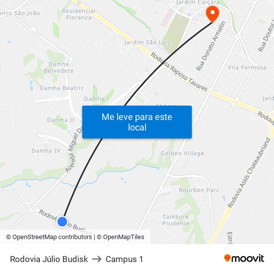 Rodovia Júlio Budisk to Campus 1 map