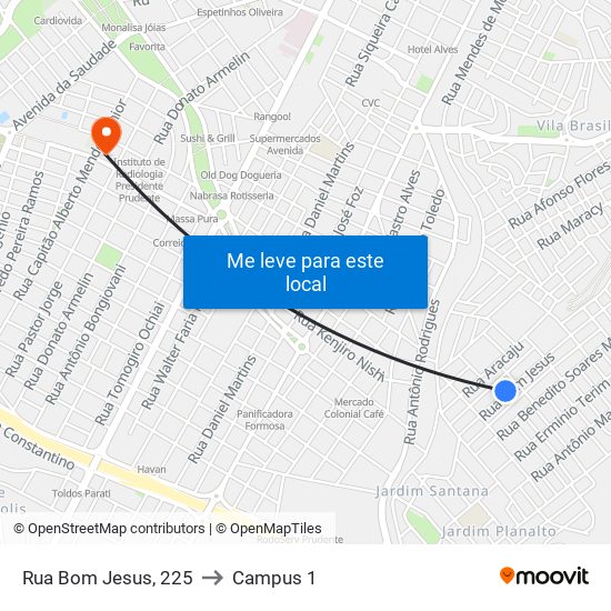 Rua Bom Jesus, 225 to Campus 1 map