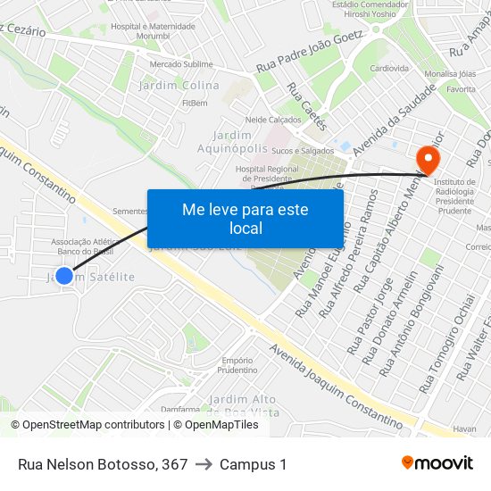 Rua Nelson Botosso, 367 to Campus 1 map