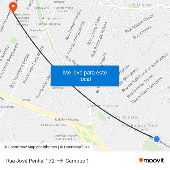 Rua José Penha, 172 to Campus 1 map