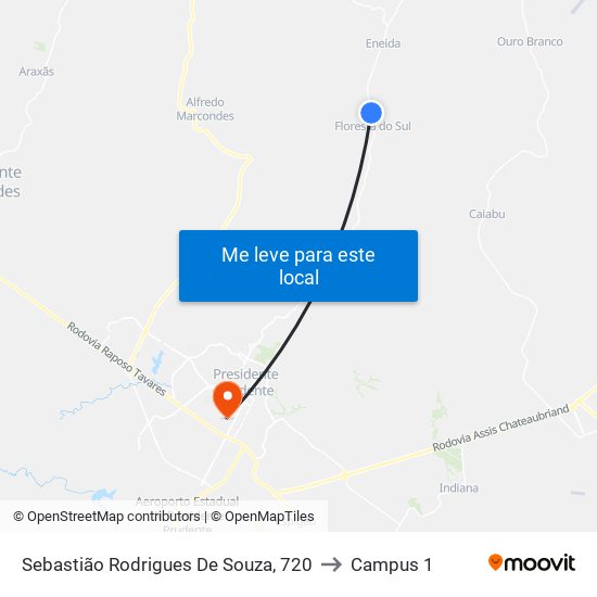 Sebastião Rodrigues De Souza, 720 to Campus 1 map