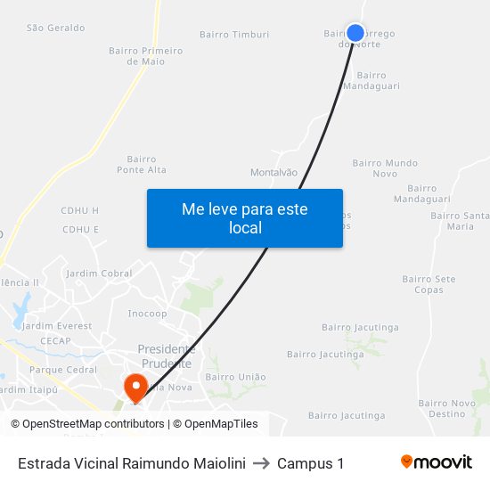 Estrada Vicinal Raimundo Maiolini to Campus 1 map