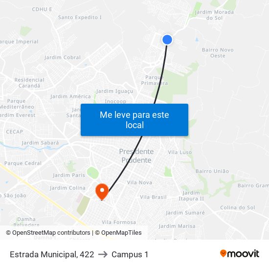 Estrada Municipal, 422 to Campus 1 map