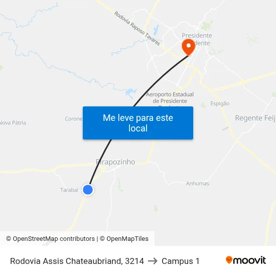 Rodovia Assis Chateaubriand, 3214 to Campus 1 map