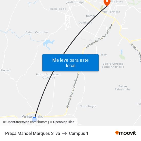 Praça Manoel Marques Silva to Campus 1 map